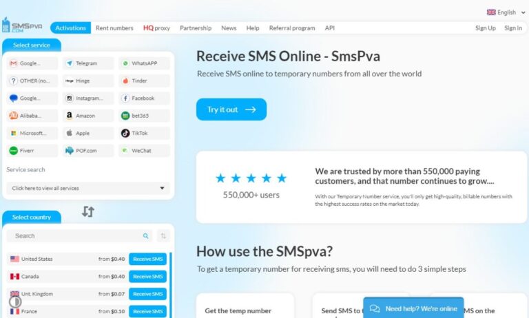 SMSPVA - SMS Verification Services