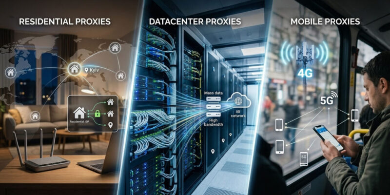Residential vs Datacenter vs Mobile Proxies