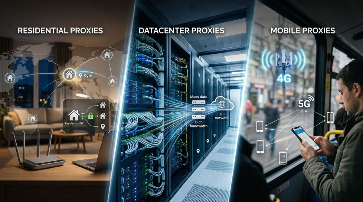 Residential vs Datacenter vs Mobile Proxies